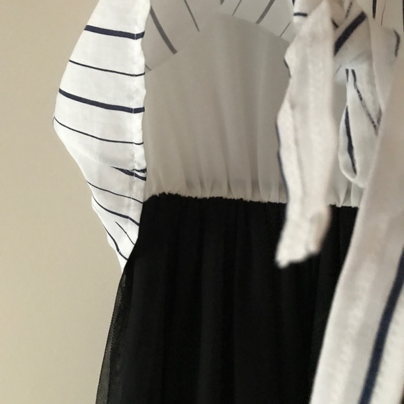 Stripe Taiwanese layered dress with chiffon bottom - Picture 4 of 7